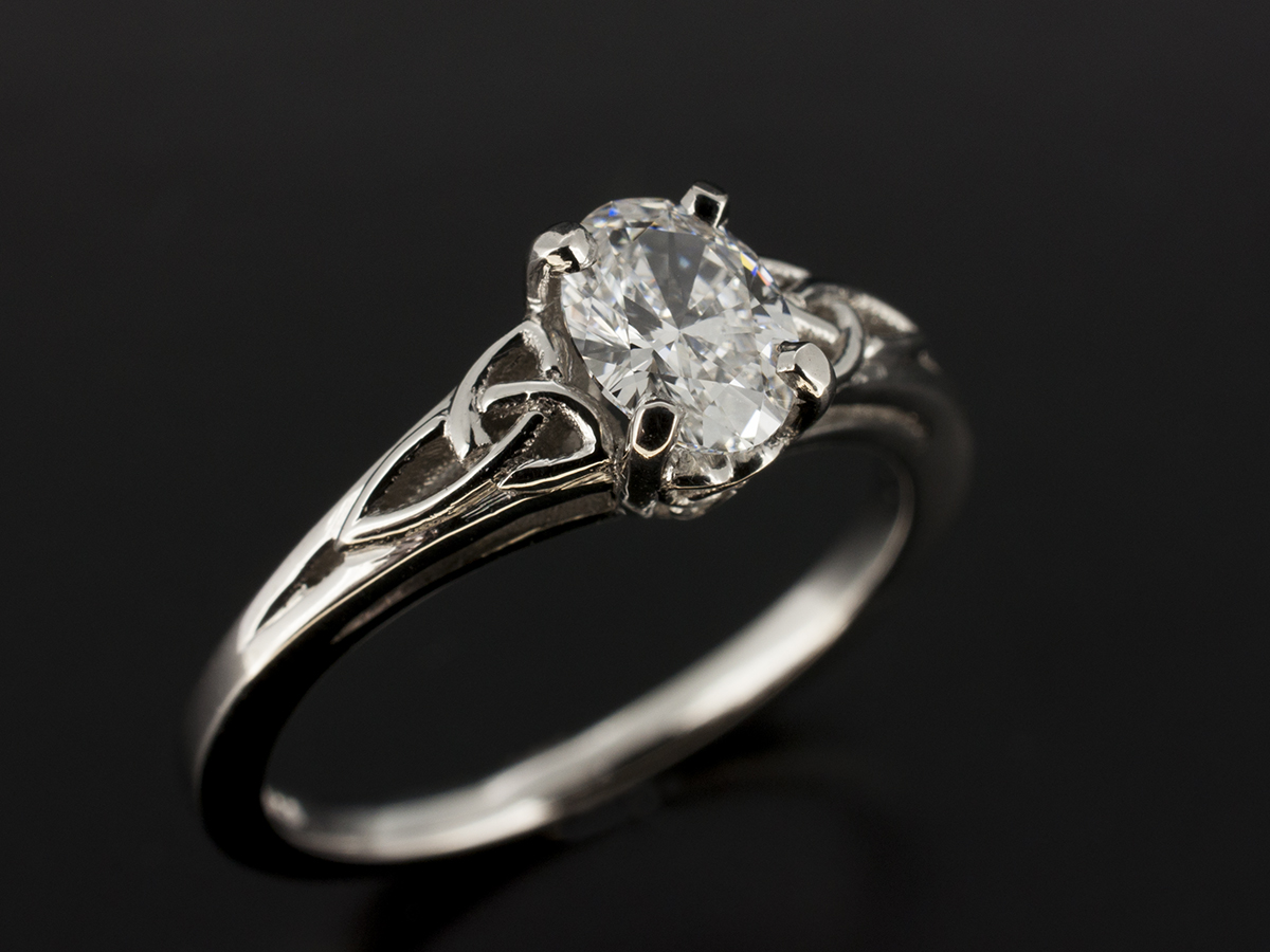 Celtic Diamond Engagement Ring with Solitaire Diamond