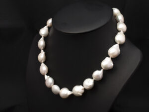 Ladies White Teardrop Baroque Shape Freshwater Pearl Necklace with Sterling Silver Clasp