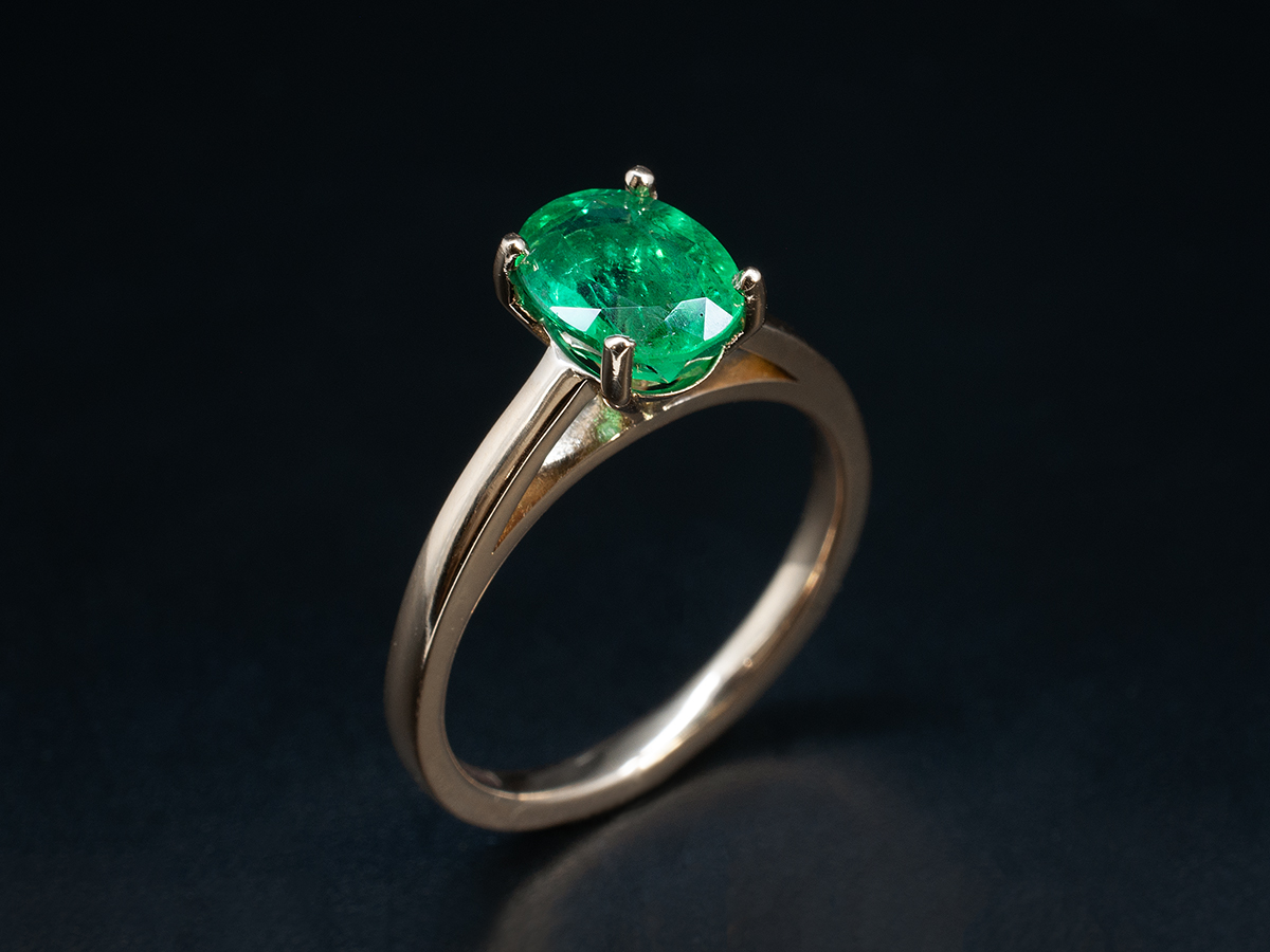 emerald engagement ring, unique engagement ring, white diamond ring, s –  NOOI JEWELRY
