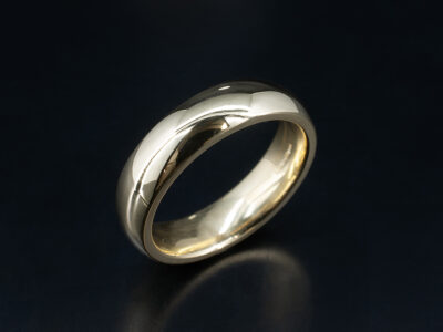 Gents Plain Polished Wedding Ring, 18kt Yellow Gold Court Shaped Band, 5mm Width