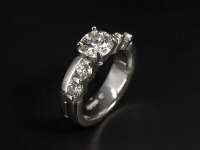 Ladies Hinged Diamond Engagement Ring, Platinum Claw and Bar Set Design, Round Brilliant Cut Diamond 0.80ct G Colour, VS1 Clarity with Round Brilliant Cut Diamond Sides 0.43ct Total (4)