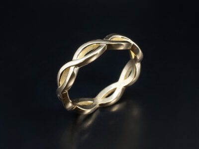 Ladies Strand Design Wedding Ring, 18kt Yellow Gold Intersecting Design