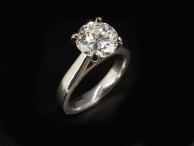 Ladies Diamond Solitaire Engagement Ring, Platinum Claw Set Design, Round Brilliant Cut Diamond 1.95ct