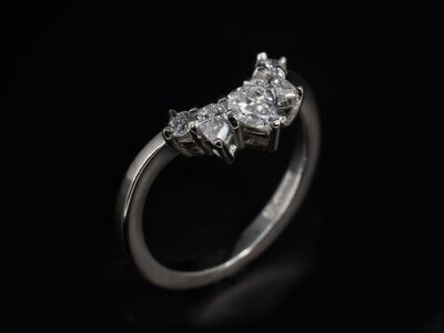 Ladies Lab Grown Diamond Wedding Ring, Platinum Claw Set Fitted Design, Pear Shape Lab Grown Diamonds 0.10ct (2), Round Brilliant Cut Lab Grown Diamonds 0.17ct (2)