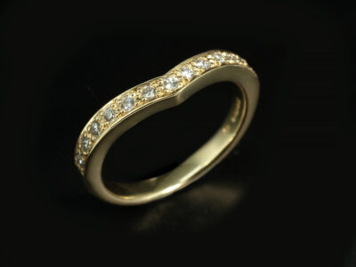Ladies Mixed Metal Wedding Ring, Platinum and 18kt Yellow Gold Court Design with Secret Set Diamond Inlay, 2.5mm Width