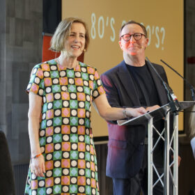 Kirsty Wark and Johnathon Watson at Maggie's Glasgow Lochside Lunch