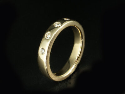 Ladies 4 Diamond Dress Ring, 9kt Yellow Gold Secret Set Design, Round Brilliant Cut Diamonds 0.20ct (4)