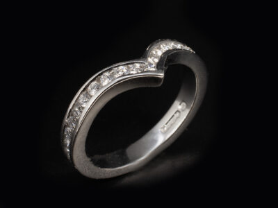 Ladies Diamond Wishbone Eternity Ring, Platinum Channel Set Design, Round Brilliant Cut Diamonds 0.35ct Total (25)