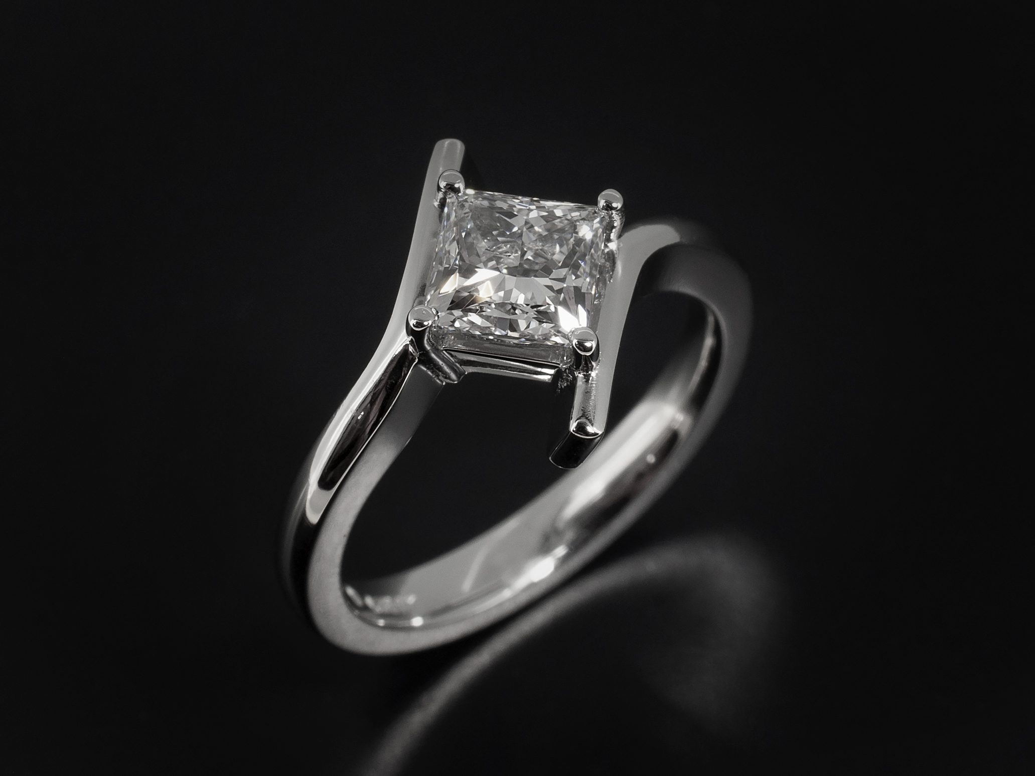 Princess cut solitaire engagement ring by Blair and Sheridan