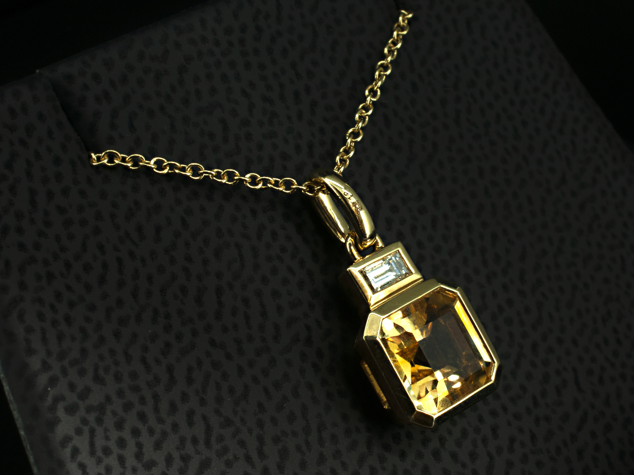 Citrine and diamond drop pendant at Blair and Sheridan