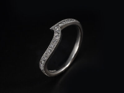 Ladies Diamond Fitted Wedding Band, Platinum Pavé Set Design, Round Brilliant Cut Diamonds approx 0.25ct Total, 2.2mm, Millgrain detail