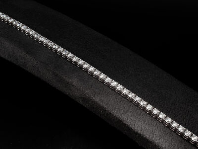 Ladies Lab Grown Diamond Tennis Bracelet, 18kt White Gold 4 Claw Set Design, Round Brilliant Cut Lab Grown Diamonds 6.78ct Total