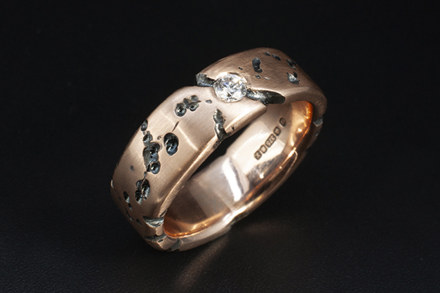 bespoke gents rose gold wedding ring with diamond detail