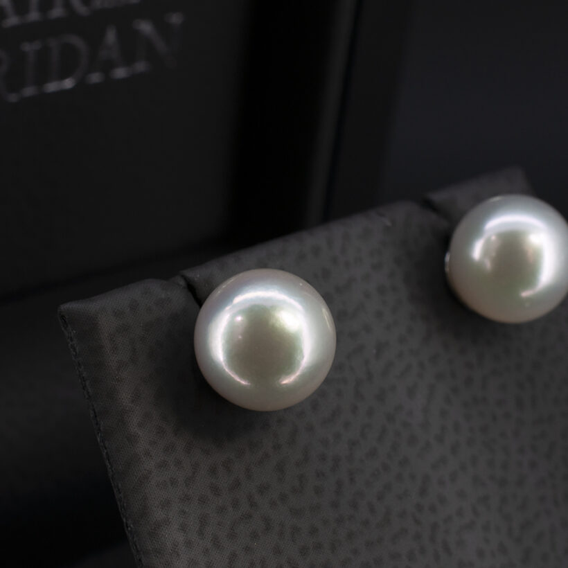 Akoya Pearl Studded Earrings in White Gold 7.5-8mm