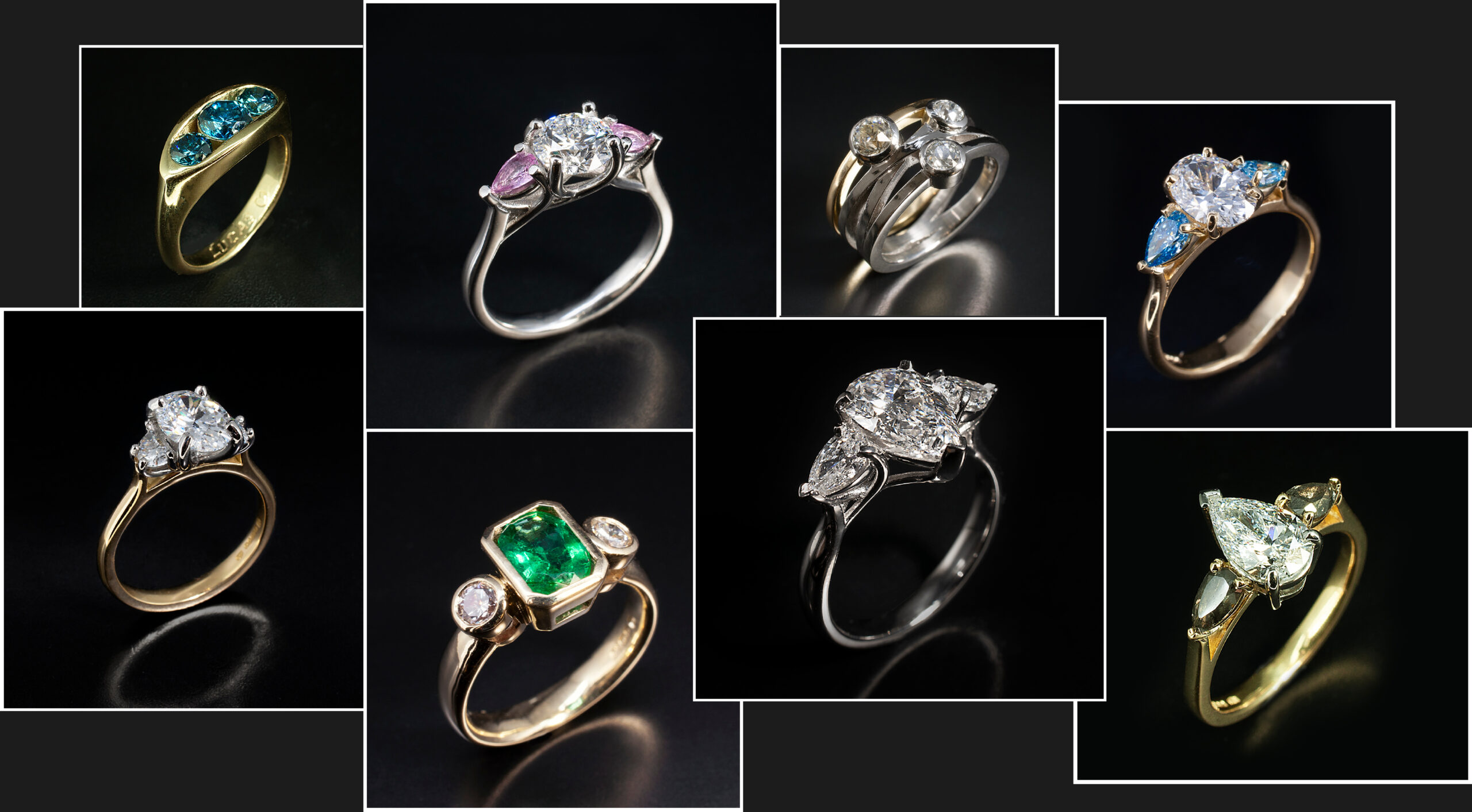 Blair and Sheridan bespoke trilogy engagement rings