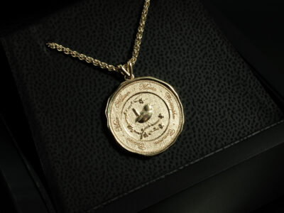 18kt Yellow Gold Personalised Pendant, Laser Engraved Design