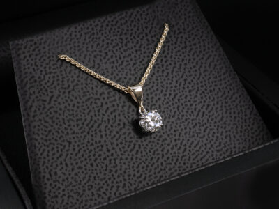 18kt Yellow Gold and Platinum Diamond Solitaire Pendant, 4 Claw Set Design, Round Brilliant Cut Diamond 0.66ct