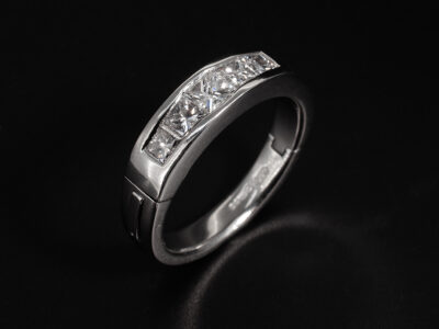 Ladies Hinged Diamond Dress Ring, Platinum Channel Set Design, Princess Cut Diamonds 1.24ct (5)