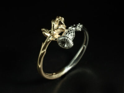 Ladies Scottish Thistle Design Ring, Platinum and 18kt Yellow Gold Design