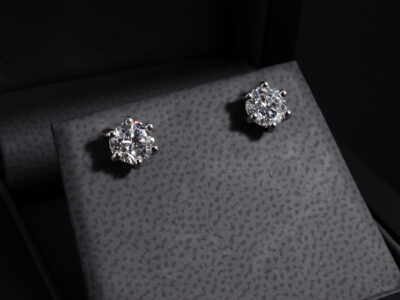 Platinum Lab Grown Diamond Stud Earrings, 6 Claw Design, Round Brilliant Cut Lab Grown Diamonds 0.70ct (2)